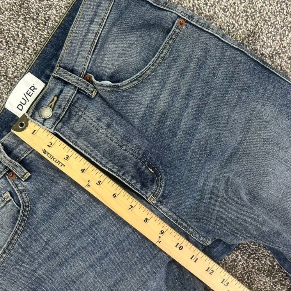 DU/ER Performance Denim Jeans Mens 28X29 Straight Fit Blue Stretch Casual Work - Picture 12 of 15